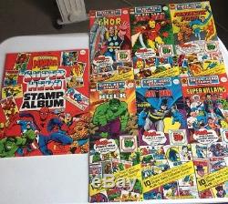 Album De Timbres Super-héros Marvel DC (1976) W Enveloppes De Timbres Marvel Mania Hi Grade