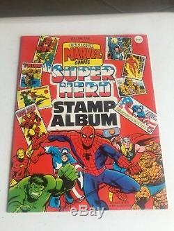 Album De Timbres Super-héros Marvel DC (1976) W Enveloppes De Timbres Marvel Mania Hi Grade