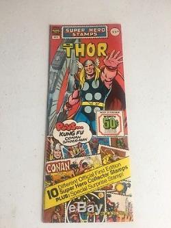 Album De Timbres Super-héros Marvel DC (1976) W Enveloppes De Timbres Marvel Mania Hi Grade