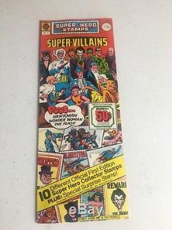 Album De Timbres Super-héros Marvel DC (1976) W Enveloppes De Timbres Marvel Mania Hi Grade