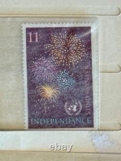 Album ancien de collection de timbres du monde entier, États-Unis, ONU, Suisse, enveloppes premier jour et vignettes de Noël
