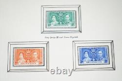 Album de Couronnement de la Monnaie de l'Empire Britannique 1937 Collection de 170+ Timbres & 10+ Paires