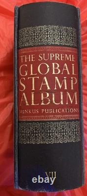 Album de Timbres Mondial Minkus Pub Supreme Édition 1961 Volume 7 Avec des Tonnes de Timbres