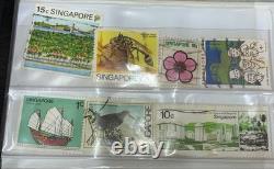 Album de collection de pièces et de timbres Singapour-Malaisie, ensemble vintage inutilisé