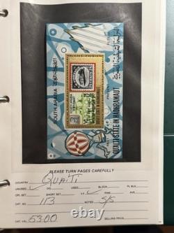 Album de collection de timbres des États d'Aden spécialisés, 57 pages, 84 timbres et blocs