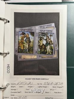 Album de collection de timbres des États d'Aden spécialisés, 57 pages, 84 timbres et blocs
