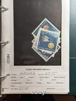 Album de collection de timbres des États d'Aden spécialisés, 57 pages, 84 timbres et blocs