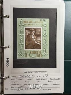 Album de collection de timbres des États d'Aden spécialisés, 57 pages, 84 timbres et blocs