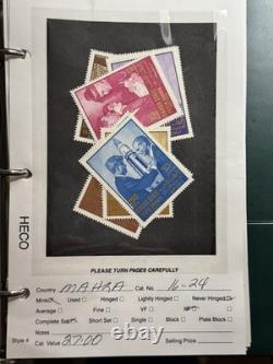 Album de collection de timbres des États d'Aden spécialisés, 57 pages, 84 timbres et blocs