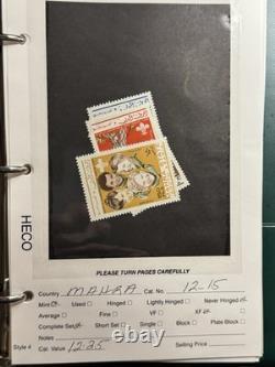 Album de collection de timbres des États d'Aden spécialisés, 57 pages, 84 timbres et blocs