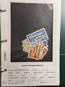 Album de collection de timbres des États d'Aden spécialisés, 57 pages, 84 timbres et blocs