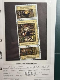 Album de collection de timbres des États d'Aden spécialisés, 57 pages, 84 timbres et blocs