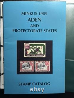 Album de collection de timbres des États d'Aden spécialisés, 57 pages, 84 timbres et blocs