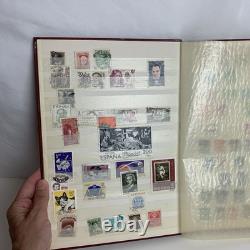 Album de collection de timbres du monde entier 100+ Vtg d'occasion VOIR PHOTOS