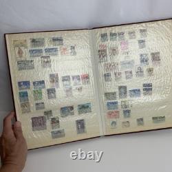 Album de collection de timbres du monde entier 100+ Vtg d'occasion VOIR PHOTOS
