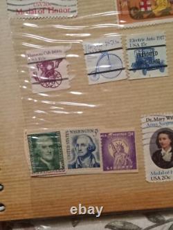 Album de collection de timbres vintage, lot divers, divers États-Unis et étrangers, guerres, peintures Album de collection de timbres vintage, lot divers, divers États-Unis et étrangers, guerres, peintures