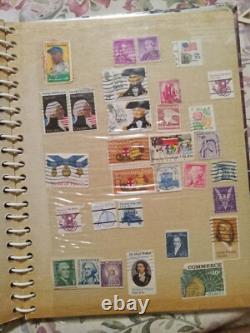 Album de collection de timbres vintage, lot divers, divers États-Unis et étrangers, guerres, peintures