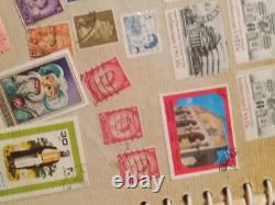Album de collection de timbres vintage, lot divers, divers États-Unis et étrangers, guerres, peintures