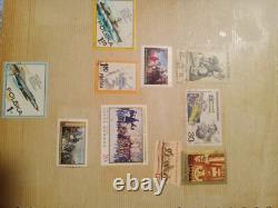 Album de collection de timbres vintage, lot divers, divers États-Unis et étrangers, guerres, peintures