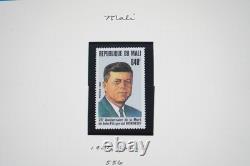 Album de collection spécialisé JFK du monde 1963 avec plus de 85 timbres et plus de 10 couvertures