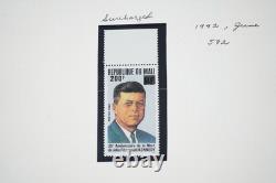 Album de collection spécialisé JFK du monde 1963 avec plus de 85 timbres et plus de 10 couvertures