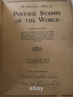 Album de timbres H. E. Harris Discoverer du monde entier avec timbres oblitérés, Allemagne Japon
