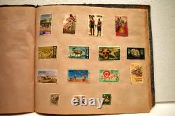 Album de timbres du monde vintage 30 pages 325 timbres collection thématique animaux art Fl