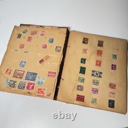 Album de timbres vintage du monde entier, livre de scrapbooking, collection d’éphémères, époque de la Seconde Guerre mondiale