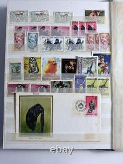 Album thématique de timbres Singes et Primates Collection mondiale