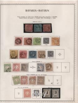 Allemagne Bavière 1849-1920 Grande collection de plus de 300 neufs et oblitérés sur 12 pages d'album
