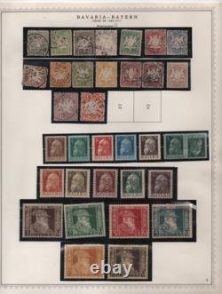 Allemagne Bavière 1849-1920 Grande collection de plus de 300 neufs et oblitérés sur 12 pages d'album