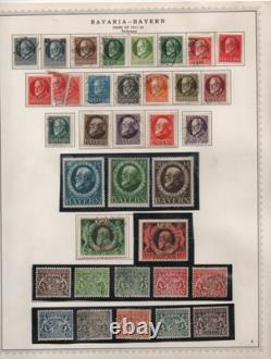 Allemagne Bavière 1849-1920 Grande collection de plus de 300 neufs et oblitérés sur 12 pages d'album