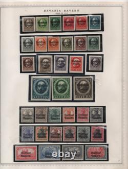 Allemagne Bavière 1849-1920 Grande collection de plus de 300 neufs et oblitérés sur 12 pages d'album