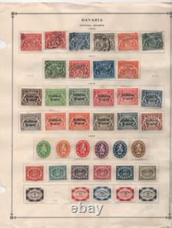 Allemagne Bavière 1849-1920 Grande collection de plus de 300 neufs et oblitérés sur 12 pages d'album