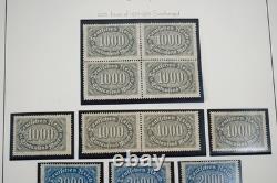 Allemagne années 1920 Inflation Collection de timbres blocs, demi-feuilles et exemplaires dans un album