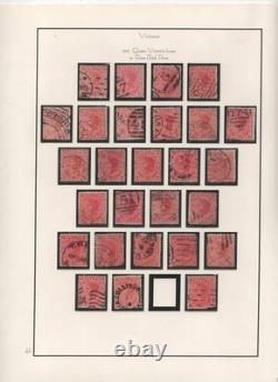 Australie Victoria 1901 Collection de 225 timbres oblitérés sur 14 pages d’album