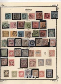 Bavière 1849-1920 Collection de plus de 350 timbres neufs et oblitérés sur feuilles d’album