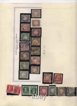 Bavière 1849-1920 Collection de plus de 350 timbres neufs et oblitérés sur feuilles d’album
