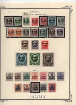 Bavière 1849-1920 Collection de plus de 350 timbres neufs et oblitérés sur feuilles d’album