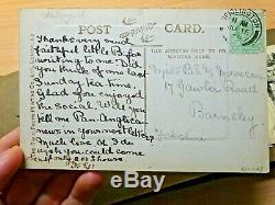 C1910 Carte Postale Antique Album Plus De 90! Timbres Rares Églises Voyage Handwriting