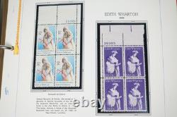 COLLECTION AMÉRICAINE DES ANNÉES 1980 DE PLUS DE 180 BLOCS DE PLAQUE NEUFS VALANT $260 RANGÉS DANS UN ALBUM