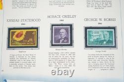 COLLECTION COMMÉMORATIVE DES ÉTATS-UNIS DES ANNÉES 1960 DE 200 TIMBRES NEUFS STOCKÉS DANS UN ALBUM WHITE ACE