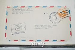 COLLECTION DE 65 ENVELOPPES DU BUREAU DE POSTE DE L'ARMÉE AMÉRICAINE DES ANNÉES 1940 STOCKÉES DANS UN ALBUM