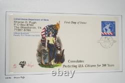 COLLECTION DE PLUS DE 30 FDCS PUGH PEINTS À LA MAIN DES ANNÉES 1990 AUX ÉTATS-UNIS STOCKÉS DANS UN ALBUM