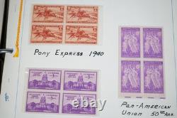 COLLECTION DE TIMBRES AMÉRICAINS DES ANNÉES 1940-1960 DE PLUS DE 325 BLOCS NEUFS DANS UN ALBUM