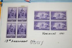 COLLECTION DE TIMBRES AMÉRICAINS DES ANNÉES 1940-1960 DE PLUS DE 325 BLOCS NEUFS DANS UN ALBUM