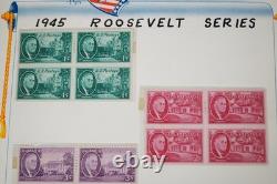 COLLECTION DE TIMBRES AMÉRICAINS DES ANNÉES 1940-1960 DE PLUS DE 325 BLOCS NEUFS DANS UN ALBUM