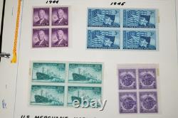 COLLECTION DE TIMBRES AMÉRICAINS DES ANNÉES 1940-1960 DE PLUS DE 325 BLOCS NEUFS DANS UN ALBUM