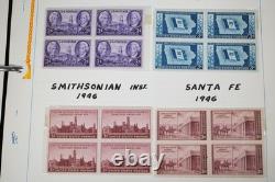 COLLECTION DE TIMBRES AMÉRICAINS DES ANNÉES 1940-1960 DE PLUS DE 325 BLOCS NEUFS DANS UN ALBUM