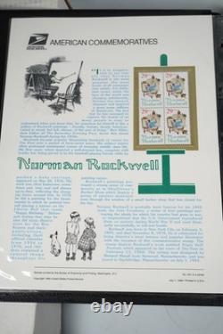 COLLECTION DE TIMBRES AMÉRICAINS DES ANNÉES 1990, 72 PANNEAUX DE TIMBRES #440-509 ENREGISTRÉS DANS UN ALBUM WHITE ACE
